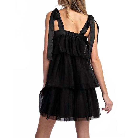 NEW LLOVE bianca tulle mini dress in black - Picture 3 of 5